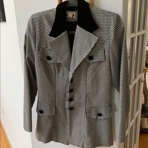 Women's Black and White Houndstooth Fitted Riding Jacket Size 6 fully lined